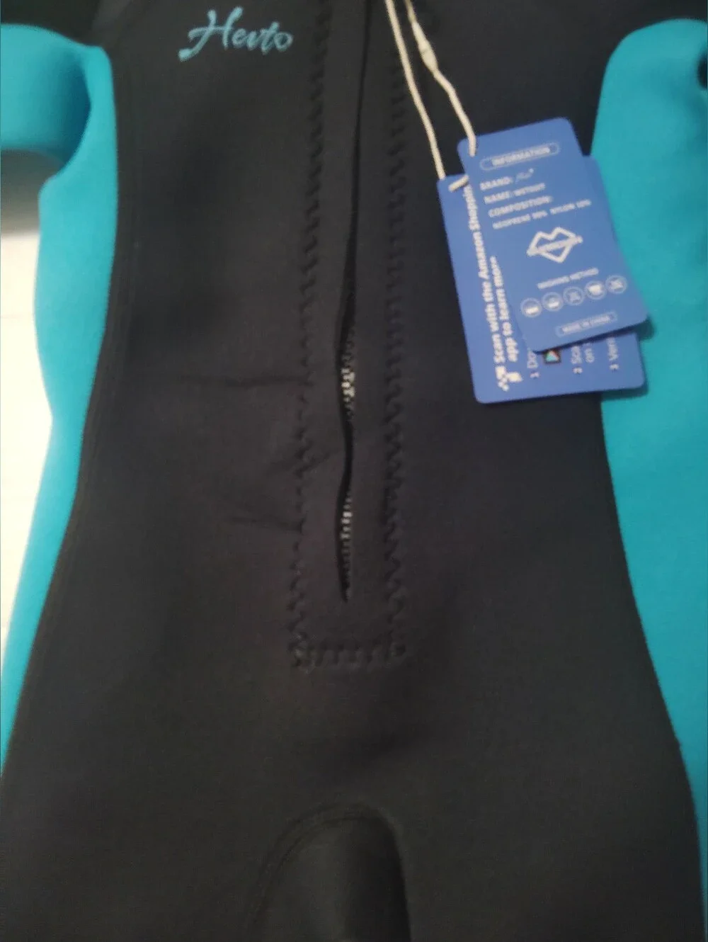 Kids Short Sleeve One-Piece Wetsuit - Black & Teal